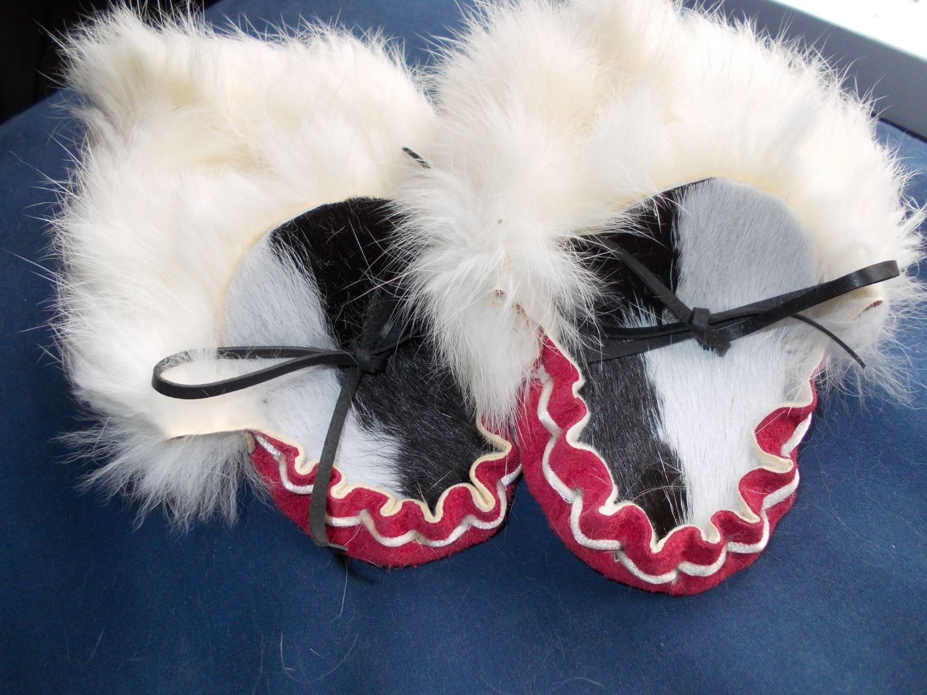 Rabbit Booties - White With Red Suede And Calf