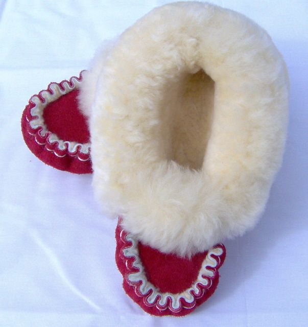 Sheepskin - Cream Oaten Over Red Suede And Plain T