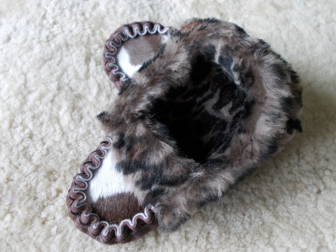 Sheepskin - Leopard Over Brown Suede And Calf