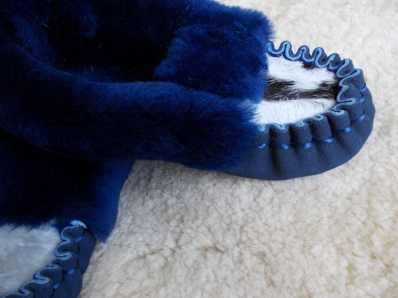 Sheepskin - Navy Over Navy Suede And Calf