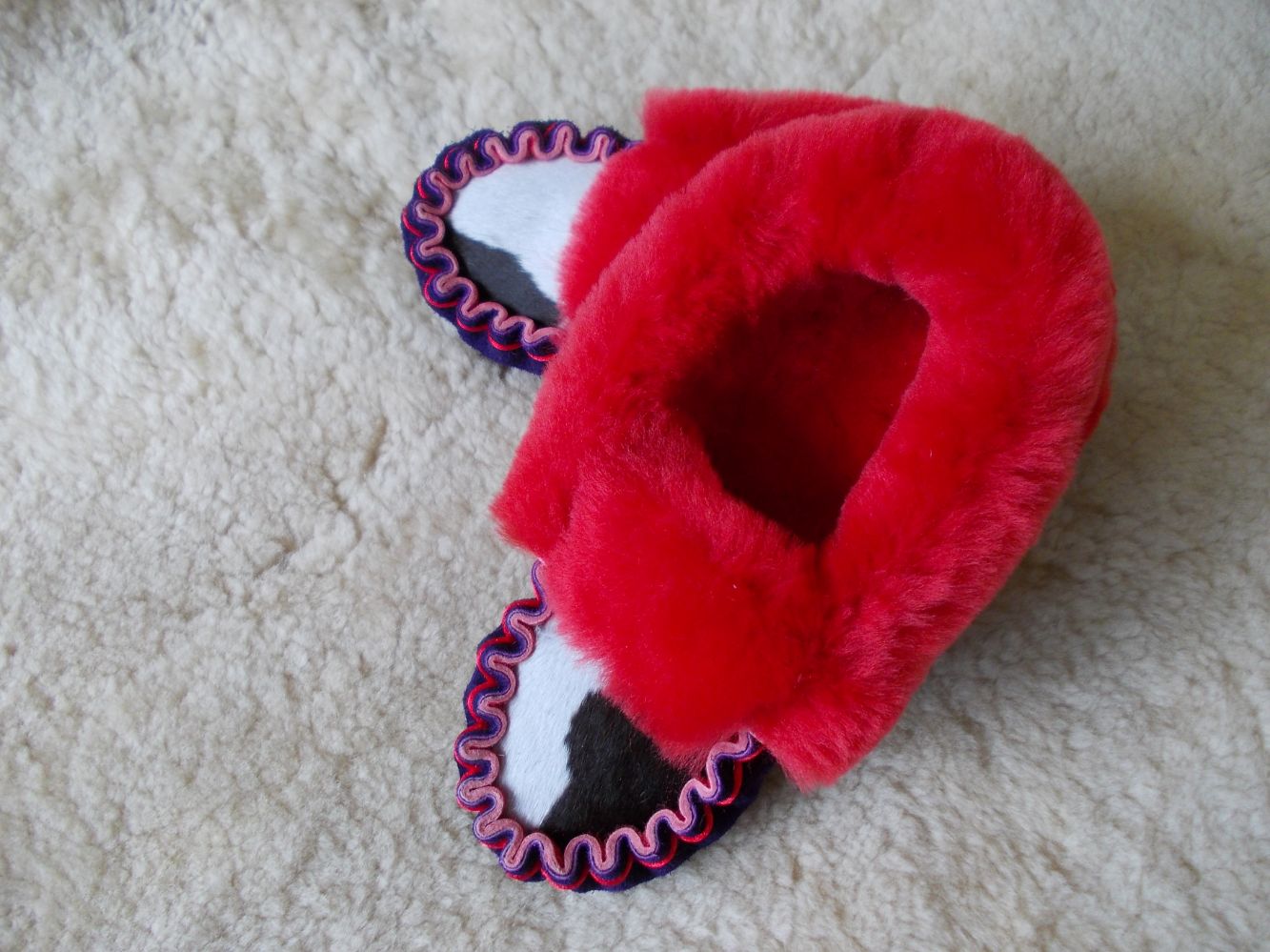 Sheepskin - Red Over Purple Suede Calf