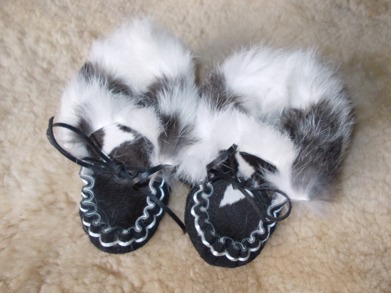 Kids rabbit skin booties and slippers 